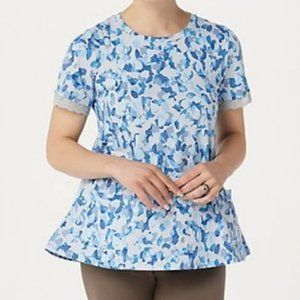 LOGO Printed Cotton Modal Top with Sleeve Detail